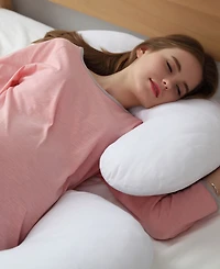 Cheer Collection Hypoallergenic Down Alternative Total Body J Shaped Pregnancy Pillow