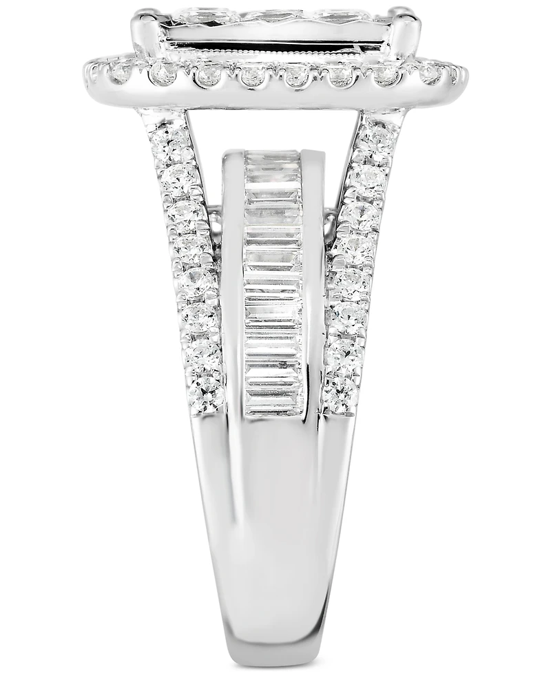 TruMiracle Diamond Halo Cluster Engagement Ring (3 ct. t.w.) in 10k White Gold