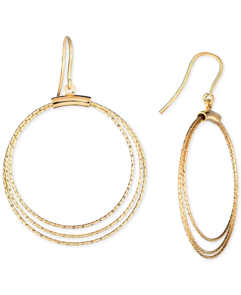 Textured Multi-Circle Drop Earrings in 14k Gold-Plated Sterling Silver