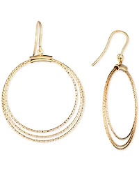 Textured Multi-Circle Drop Earrings in 14k Gold-Plated Sterling Silver