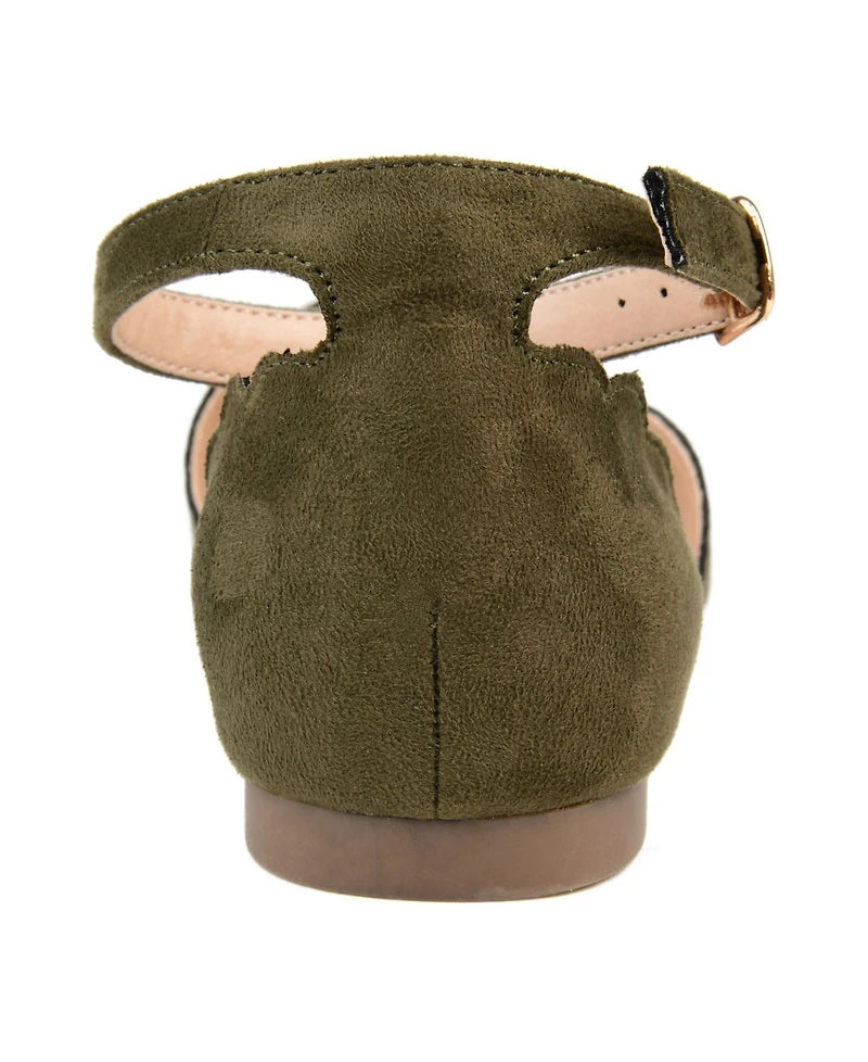 Journee Collection Women's Lana Scalloped Edge Ankle Strap Flats