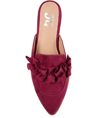 Journee Collection Women's Kessie Ruffle Pointed Toe Slip On Mules