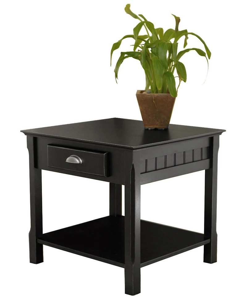 Timber End Table with One Drawer and Shelf