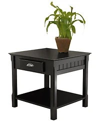 Timber End Table with One Drawer and Shelf