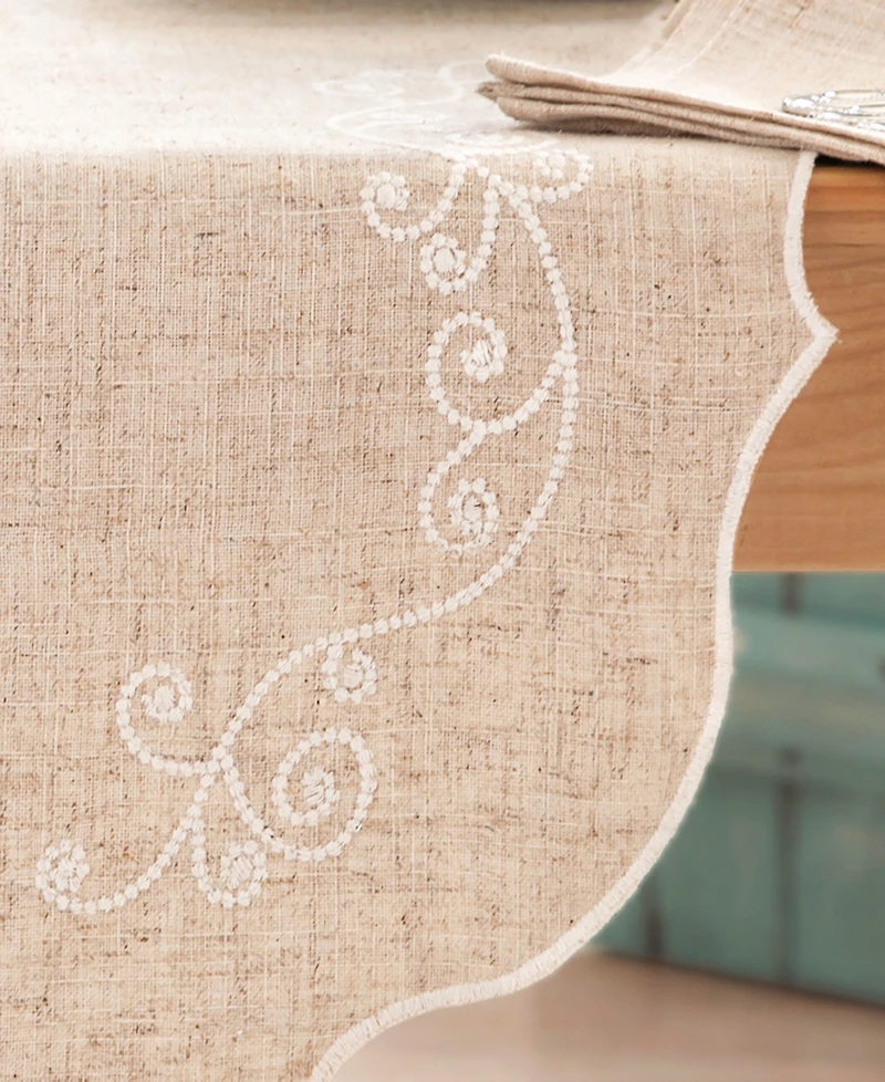 Lenox French Perle Linen Embroidered Centerpiece, 14" x 36"