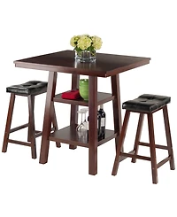 Orlando 3-Piece Set High Table, 2 Shelves with Cushion Seat Stools