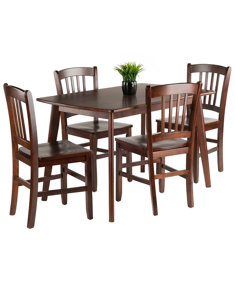 Winsome Wood Shaye 5-pc Set Dining Table w/ Slat Back Chairs