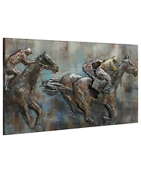 Empire Art Direct 'Race Day' Mixed Media Iron Hand Painted Dimensional Wall Sculpture - 60" x 30"