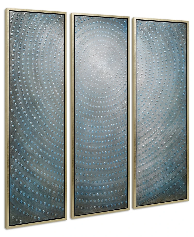 Empire Art Direct Concentric 3-Piece Textured Metallic Hand Painted Wall Art Set by Martin Edwards, 60" x 20" x 1.5"