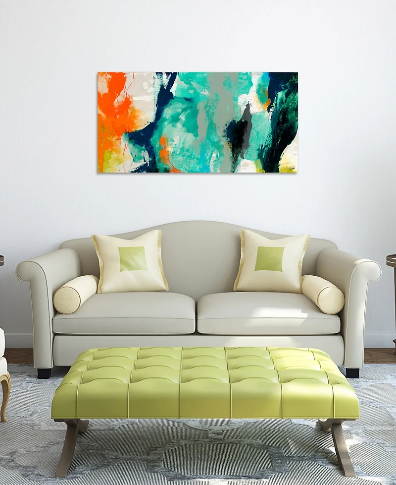 Empire Art Direct 'Tidal Abstract 2' Frameless Free Floating Tempered Glass Panel Graphic Wall Art - 24" x 48''