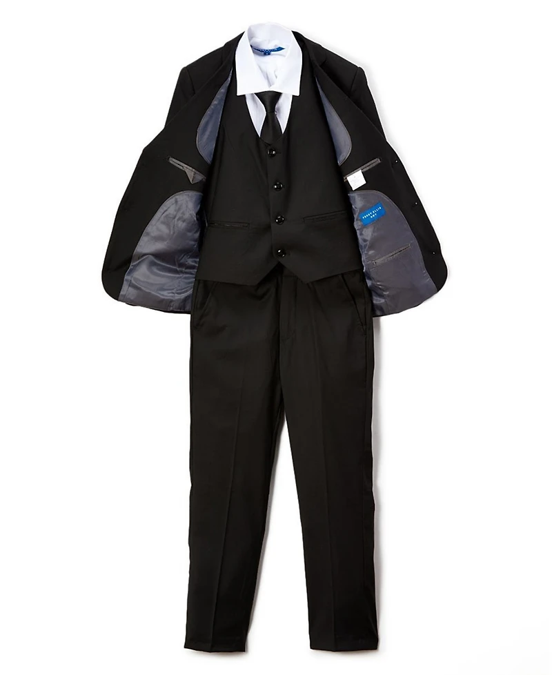 Perry Ellis Toddler Boy's 5-Piece Shirt, Tie, Jacket, Vest and Pants Solid Suit Set