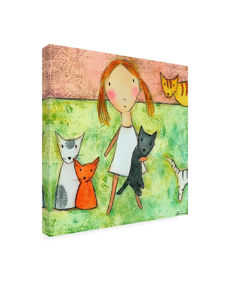 Carla Sonheim Girl with Cats Canvas Art - 15.5" x 21"