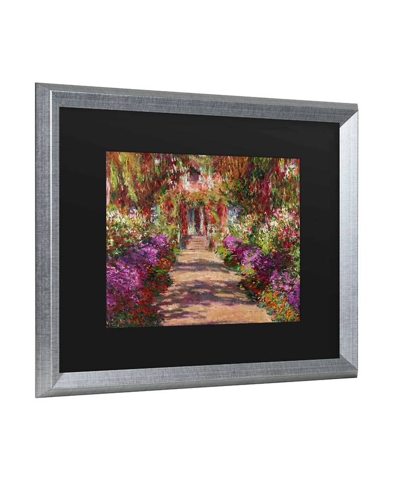 Claude Monet A Pathway in Monet's Garden Matted Framed Art - 27" x 33"