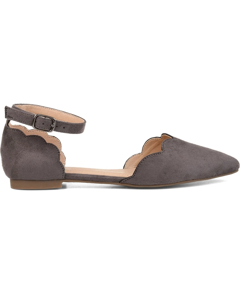Journee Collection Women's Lana Scalloped Edge Ankle Strap Flats