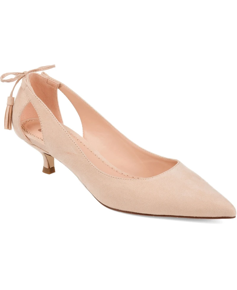 Journee Collection Women's Bindi Tie Detail Kitten Heel Pumps