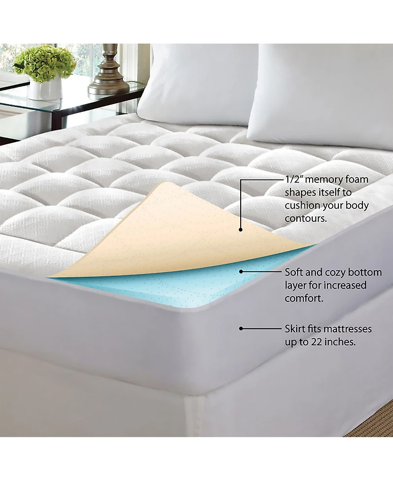 Rio Home Fashions Pure Rest 1.5" Washable Memory Foam Mattress Pad