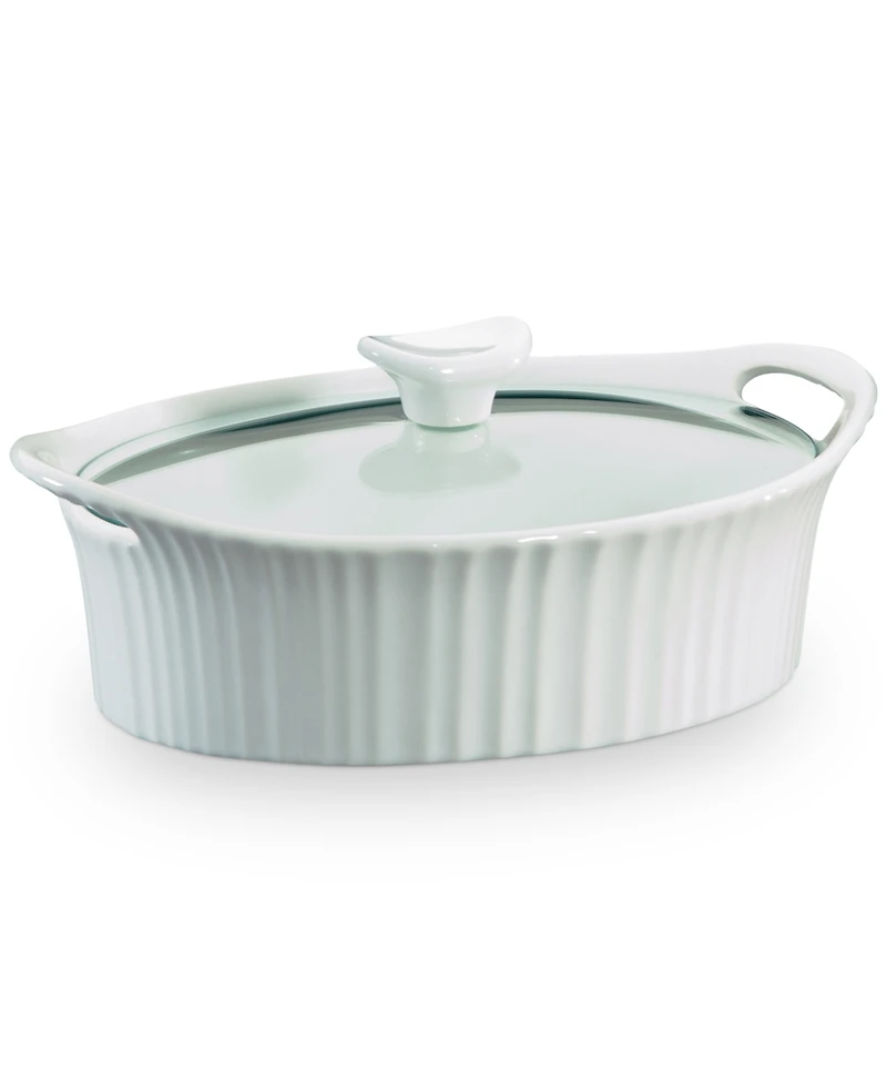 Corningware French White 1.5-Qt. Oval Casserole with Glass Lid