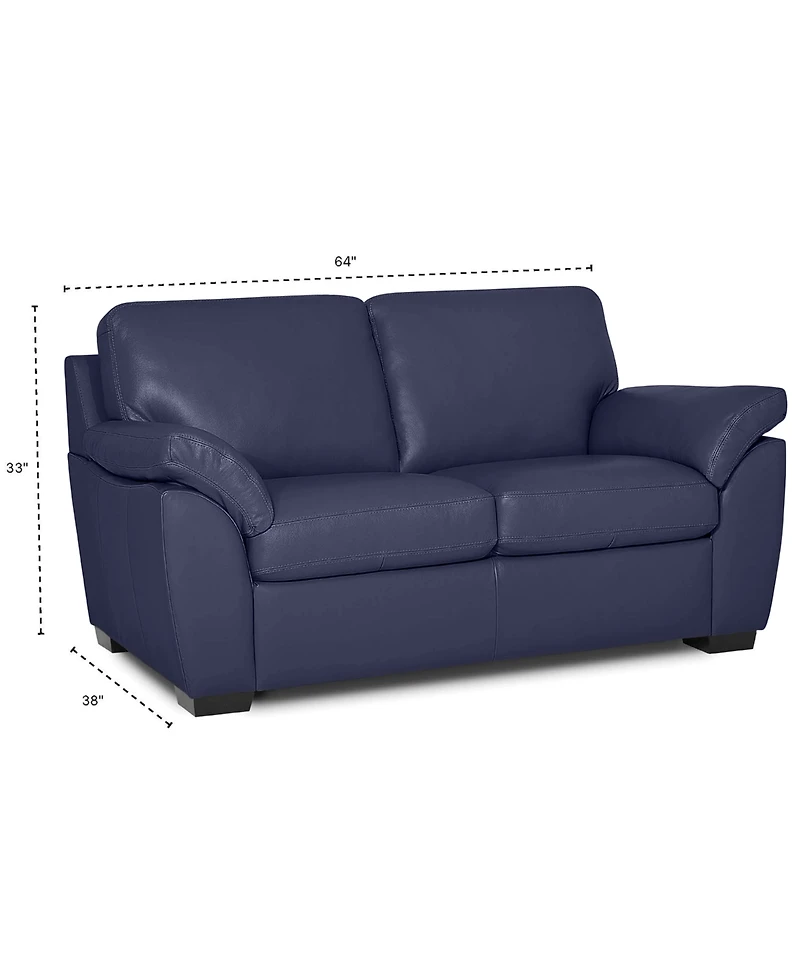 Lothan 64" Leather Loveseat, Created for Macy's