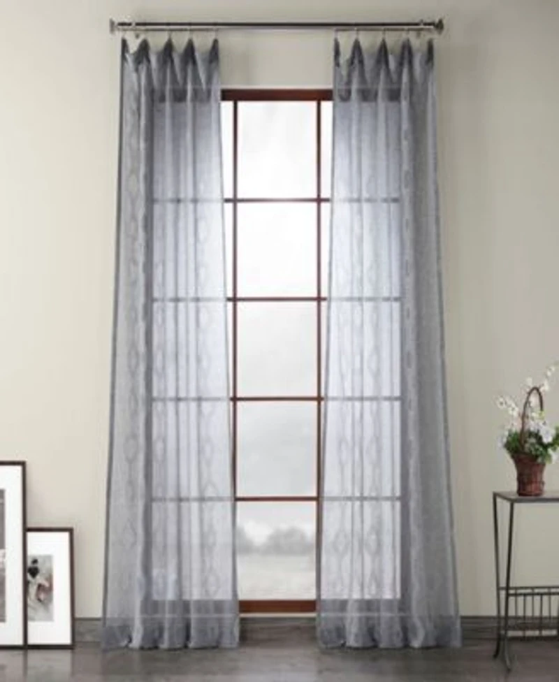 Half Price Drapes Vega Striped Patterned Faux Linen Sheer Curtain