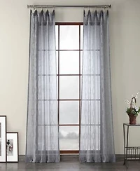 Half Price Drapes Vega Striped Patterned Faux Linen Sheer Curtain