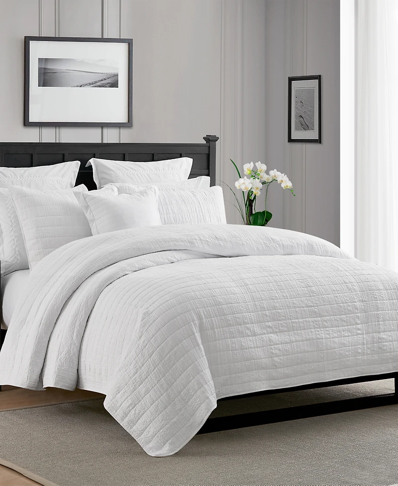 Cathay Home Inc. Enzyme Washed Crinkle Quilt Set, Full/Queen