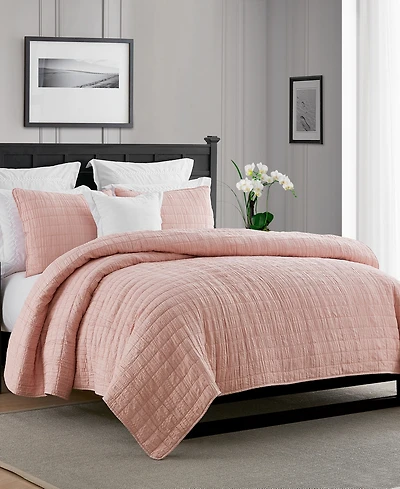 Cathay Home Inc. Enzyme Washed Crinkle Quilt Set
