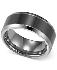 Triton Men's Tungsten Carbide and Ceramic Ring, 8mm Wedding Band