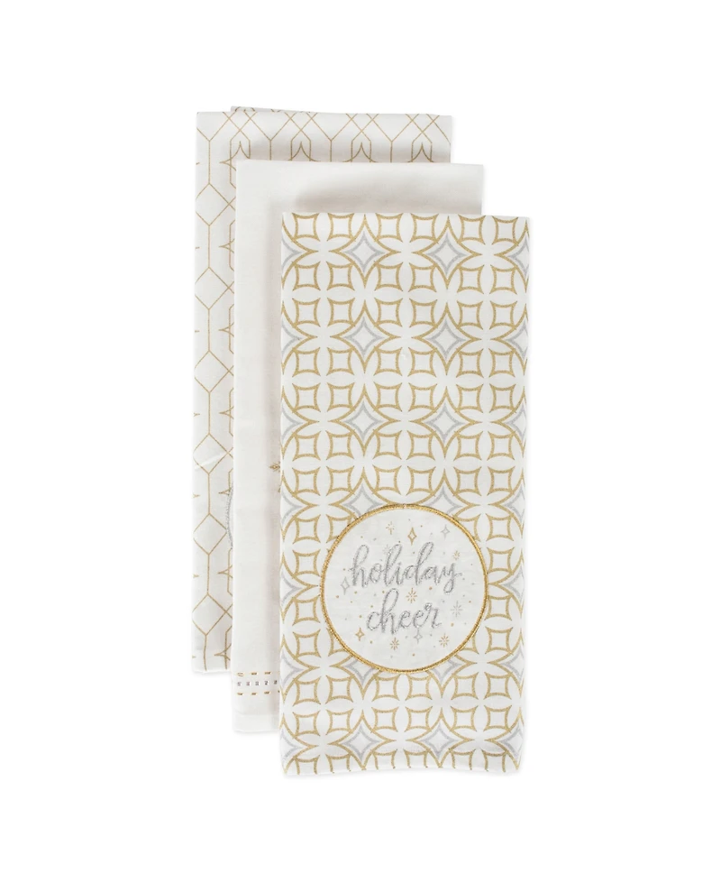 Design Imports Assorted Winter Sparkle Embellished Dishtowel Set