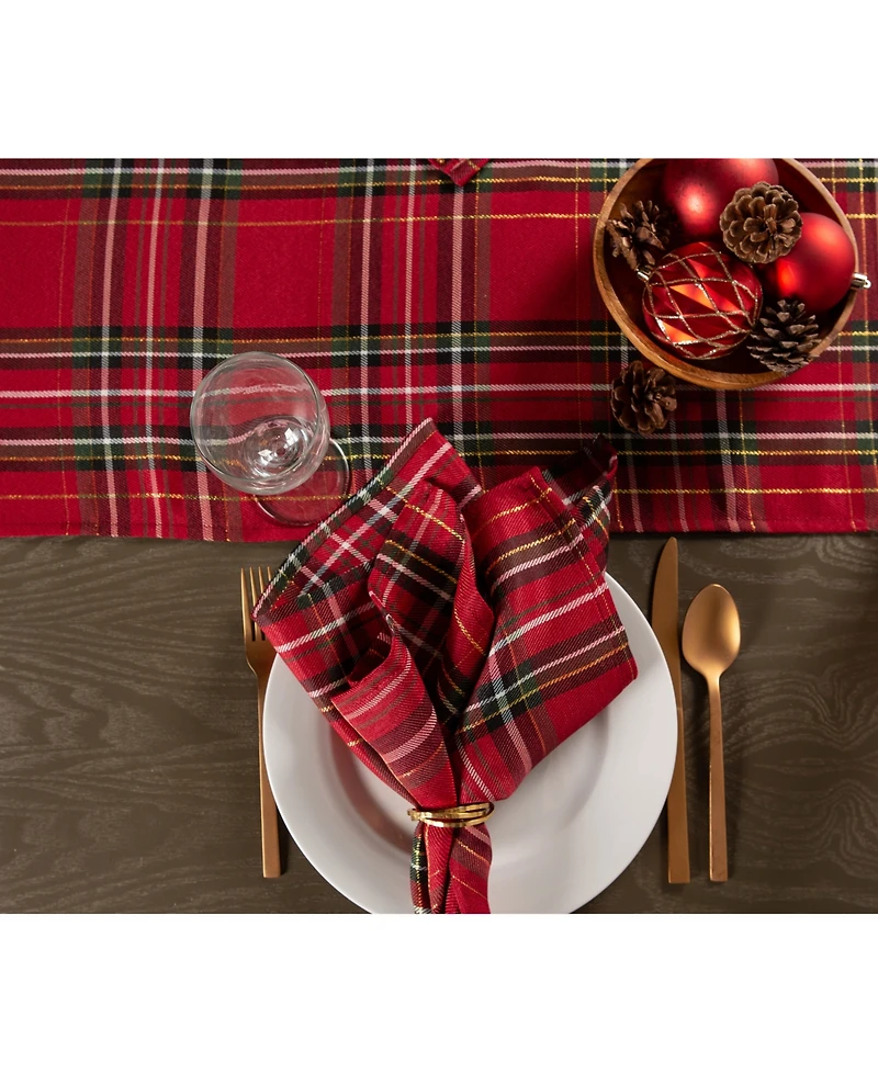 Design Imports Holiday Metallic Plaid Table Runner