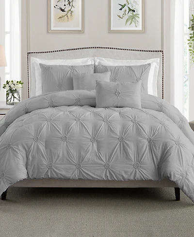 Cathay Home Inc. Floral Pintuck Comforter Set