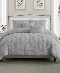 Cathay Home Inc. Floral Pintuck Comforter Set, Full/Queen