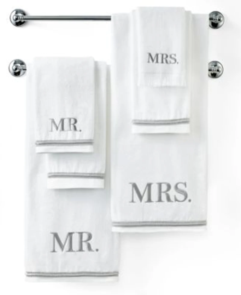 Avanti Mr. Mrs. Embroidered Cotton Bath Towels