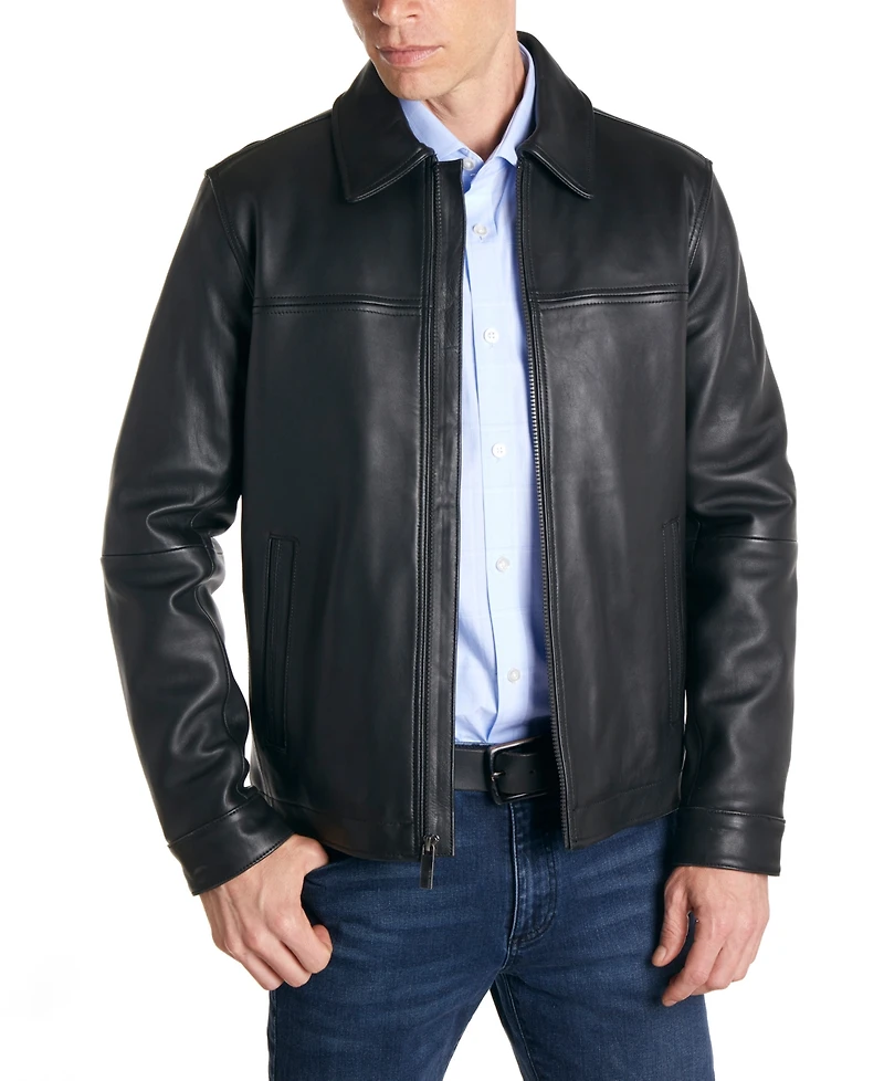 Perry Ellis Men's Classic Leather Jacket