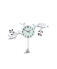 Three Star Wall Clock with Birds Sitting