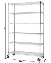 Trinity Basics 6-Tier Wire Shelving Rack Includes Wheels