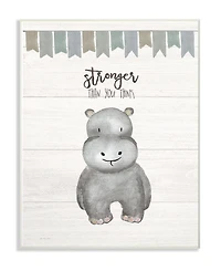 Stupell Industries Stronger Than You Think Hippo Wall Plaque Art, 10" x 15"