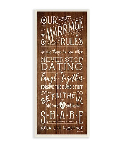 Stupell Industries Our Marriage Rules Wall Plaque Art, 7" x 17"