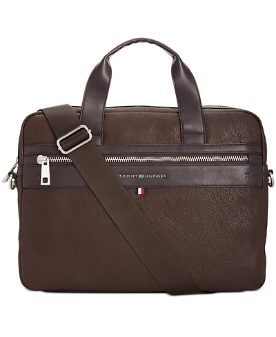Tommy Hilfiger Men's Pebble Faux-Leather Leo Briefcase