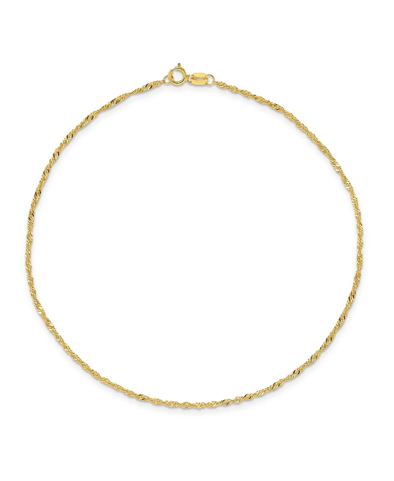 Singapore Chain Anklet in 14k Yellow Gold