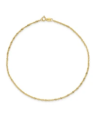 Singapore Chain Anklet in 14k Yellow Gold