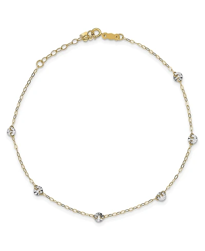 Circle Disc Anklet in 14k White and Yellow Gold
