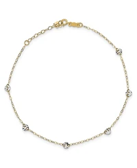 Circle Disc Anklet in 14k White and Yellow Gold