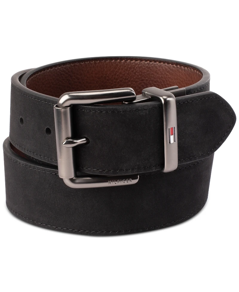 Tommy Hilfiger Men's Two-In-One Reversible Casual Matte and Pebbled Belt