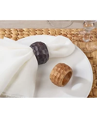 Saro Lifestyle Mango Wood Napkin Ring with Chunky Design, Set of 4