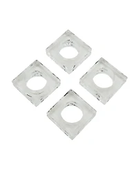 Saro Lifestyle Glass Crystal Doubled Block Napkin Ring, Set of 4
