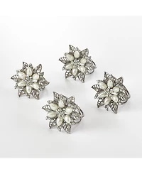 Saro Lifestyle Bejeweled Flower Design Napkin Ring, Set of 4