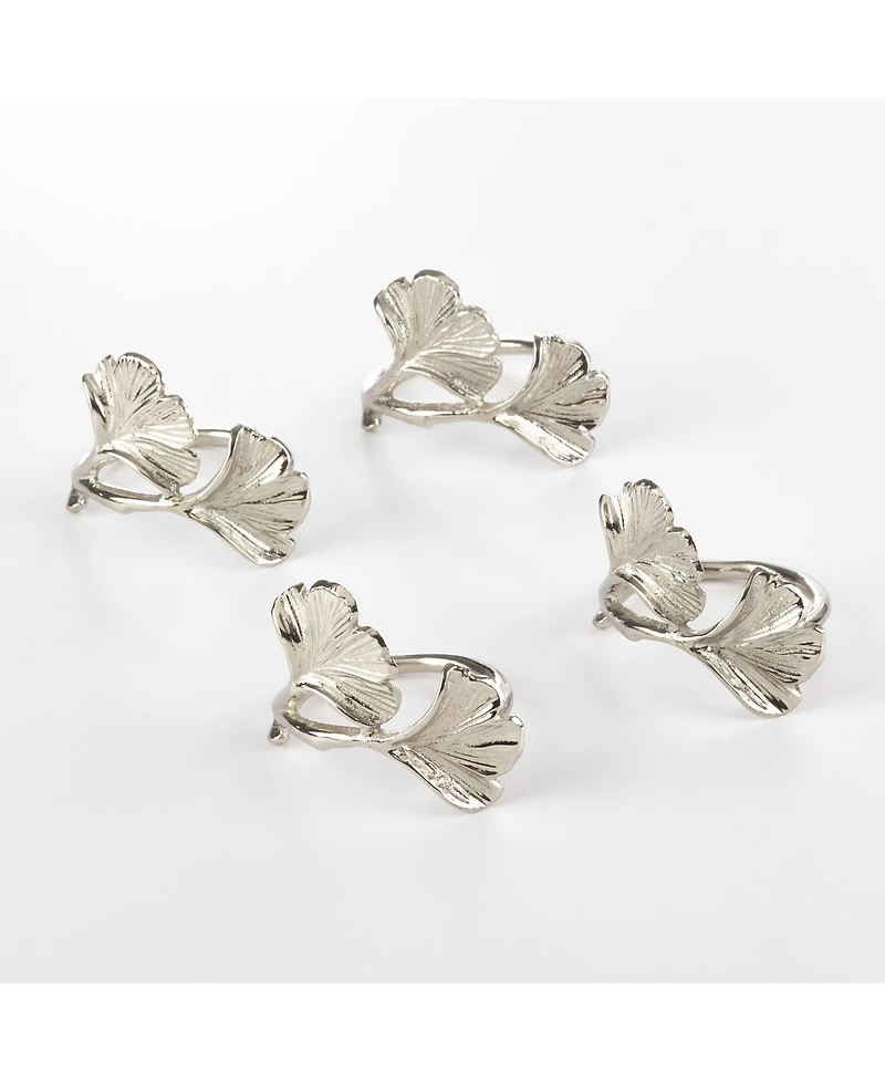 Saro Lifestyle Ginko Design Napkin Ring Ginko Napkin Ring, Set of 4