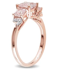 Morganite (1-2/5 ct. t.w.) and Diamond Accent 3-Stone Ring 18k Rose Gold Over Silver