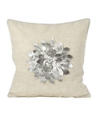 Saro Lifestyle Metallic Poinsettia Flowerdecorative Pillow 18 X 18