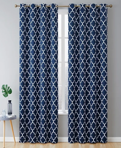Hlc.me Lattice Print Drape Blackout Curtains Pattern - Weather Insulated Curtains